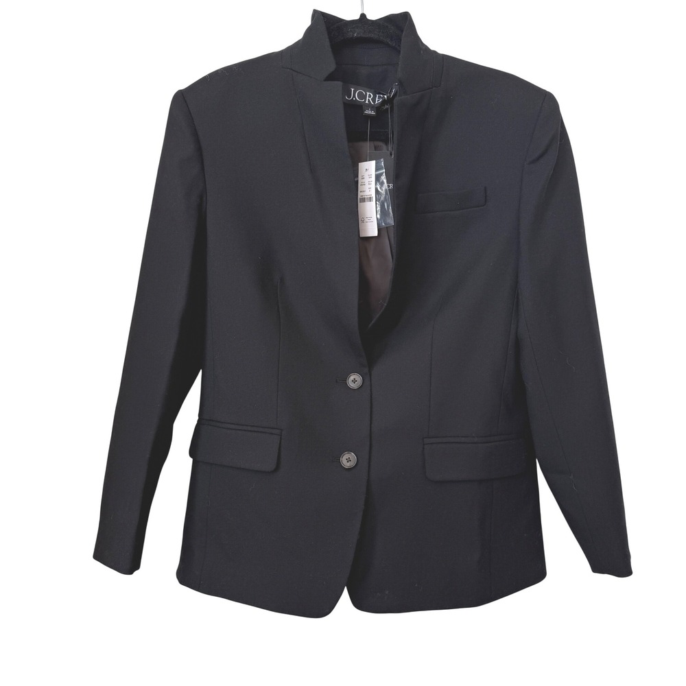 J. CREW Standing collar blazer in wool-blend flannel black nwt size‎ 2